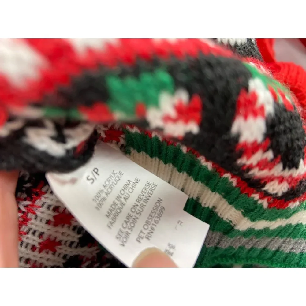 It's A Bark's Life Red Green Black Abstract Snowman Dog Ugly Christmas Sweater C